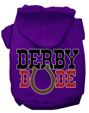 Derby Dude Screen Print Dog Hoodie Purple M