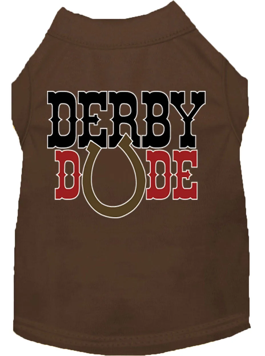 Derby Dude Screen Print Dog Shirt Brown Xxxl