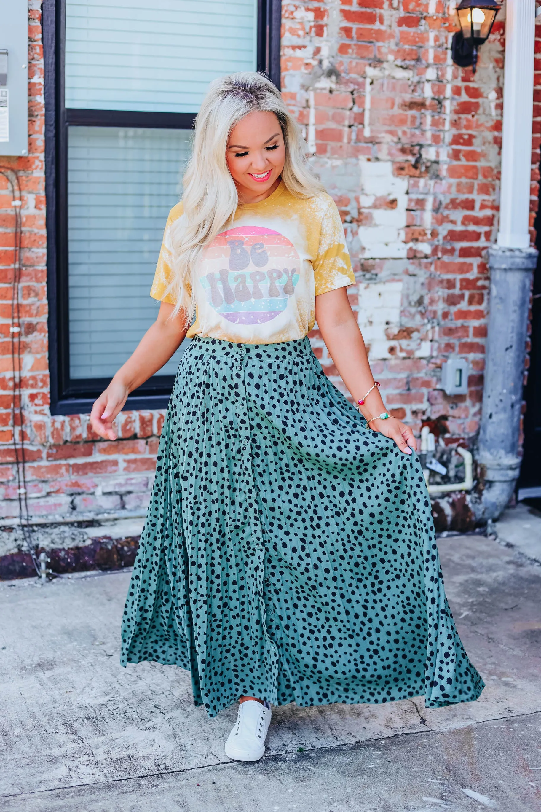 Dixie Polka Dot Maxi Skirt - Green