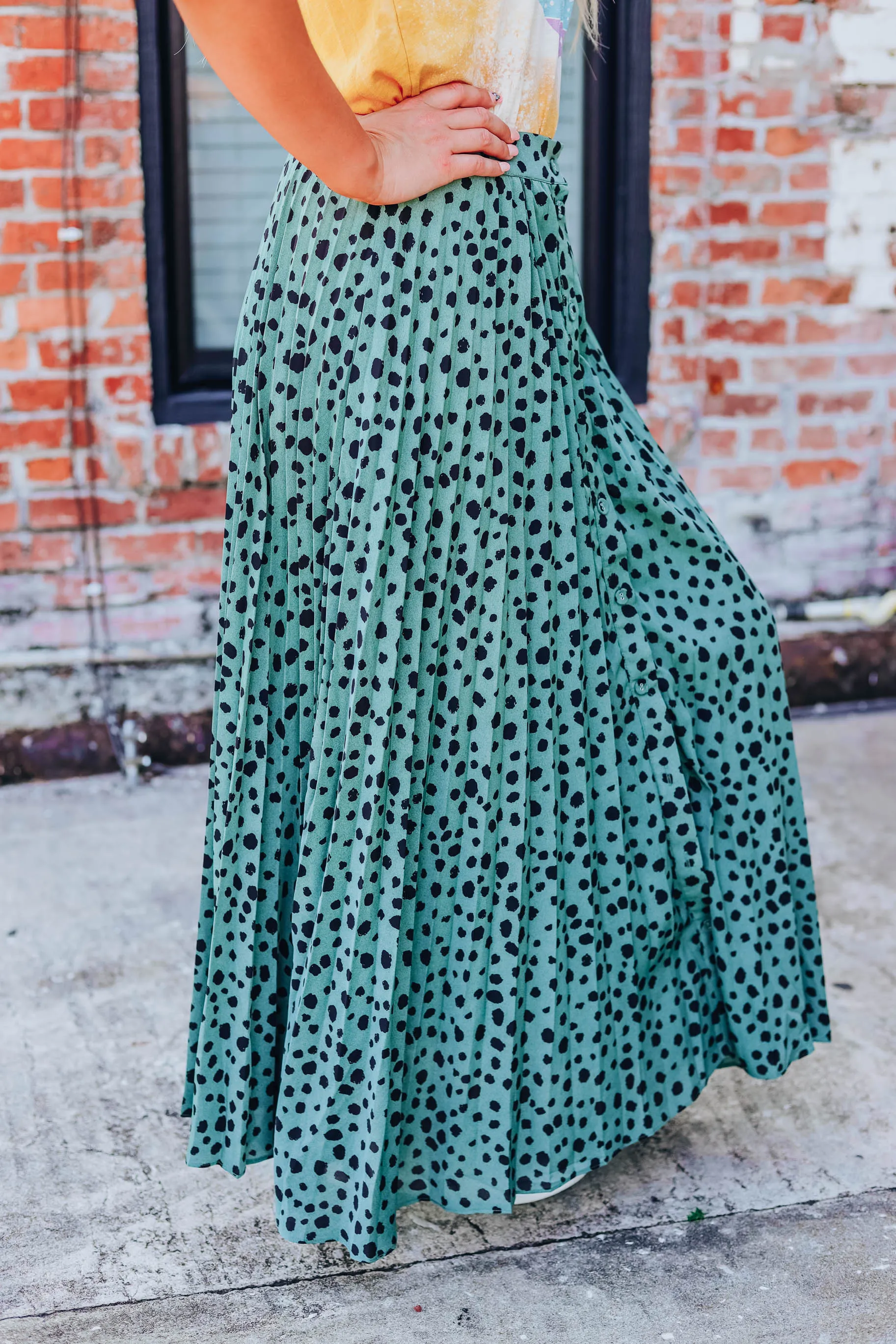 Dixie Polka Dot Maxi Skirt - Green