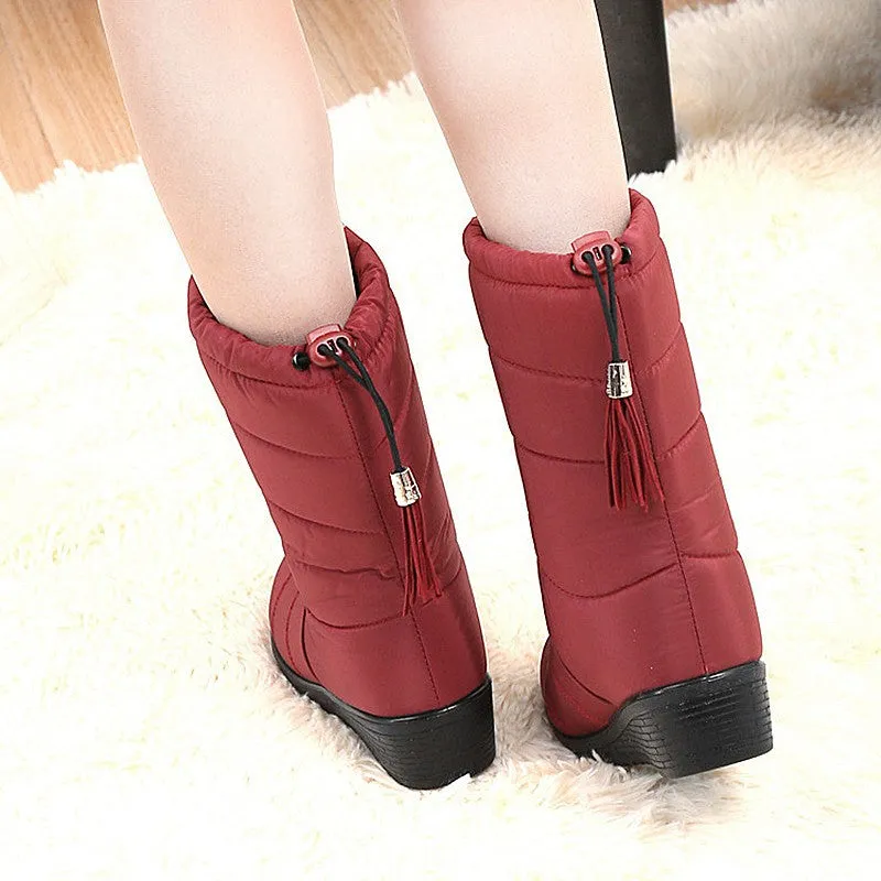 Gorgeous Winter Women Boots Female Waterproof Tassel Ankle Boots Down Snow Boots Ladies Shoes