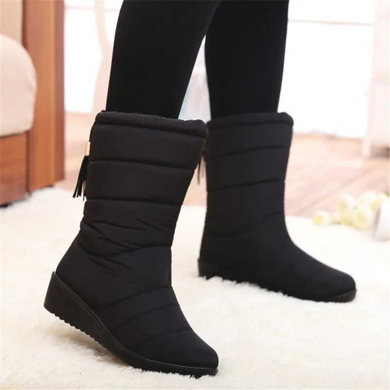 Gorgeous Winter Women Boots Female Waterproof Tassel Ankle Boots Down Snow Boots Ladies Shoes