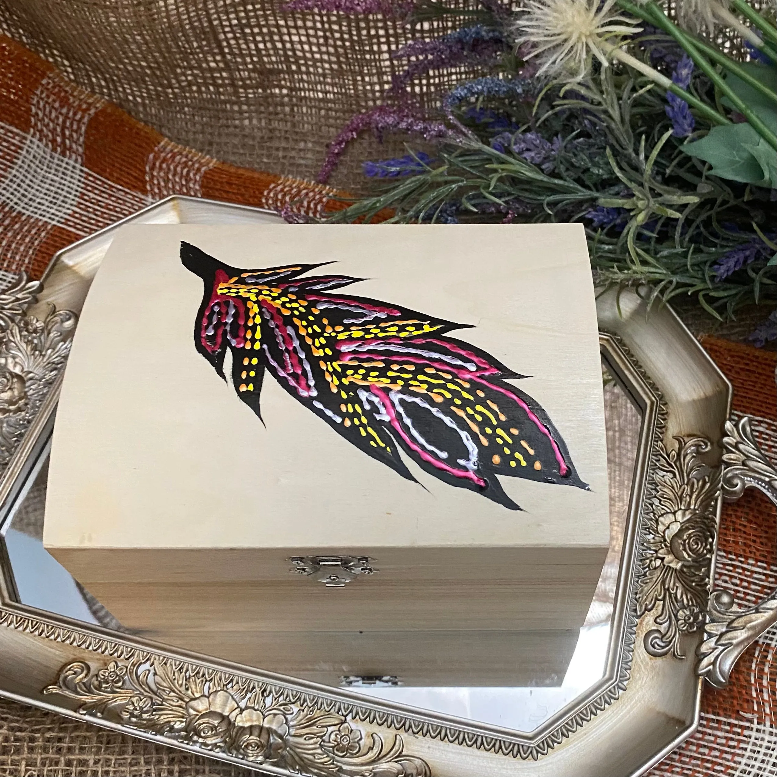 Large Hand-Painted Smudge Boxes; by Lillian's Indiancrafts