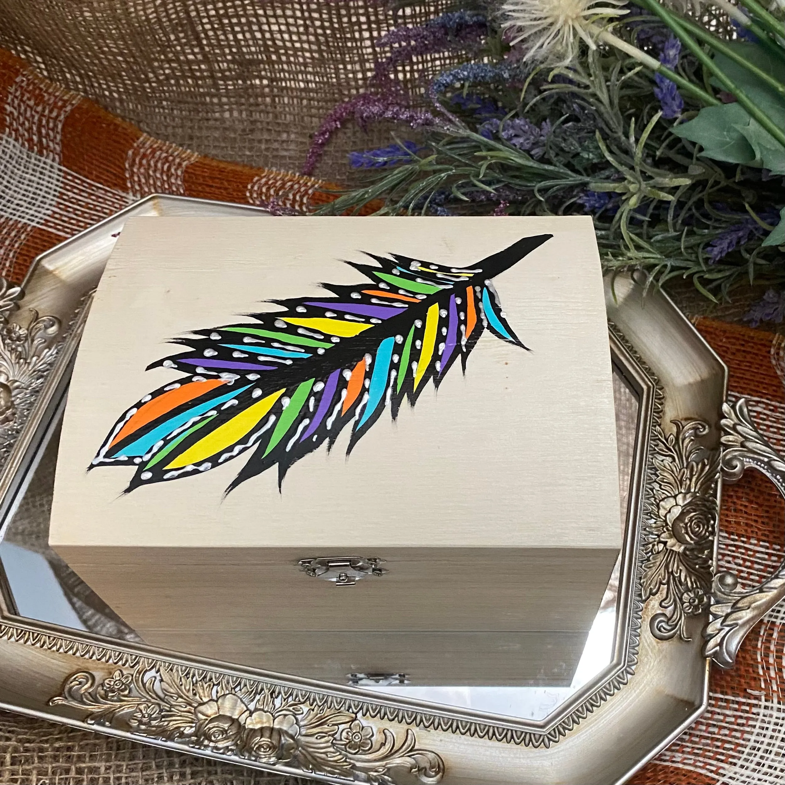 Large Hand-Painted Smudge Boxes; by Lillian's Indiancrafts