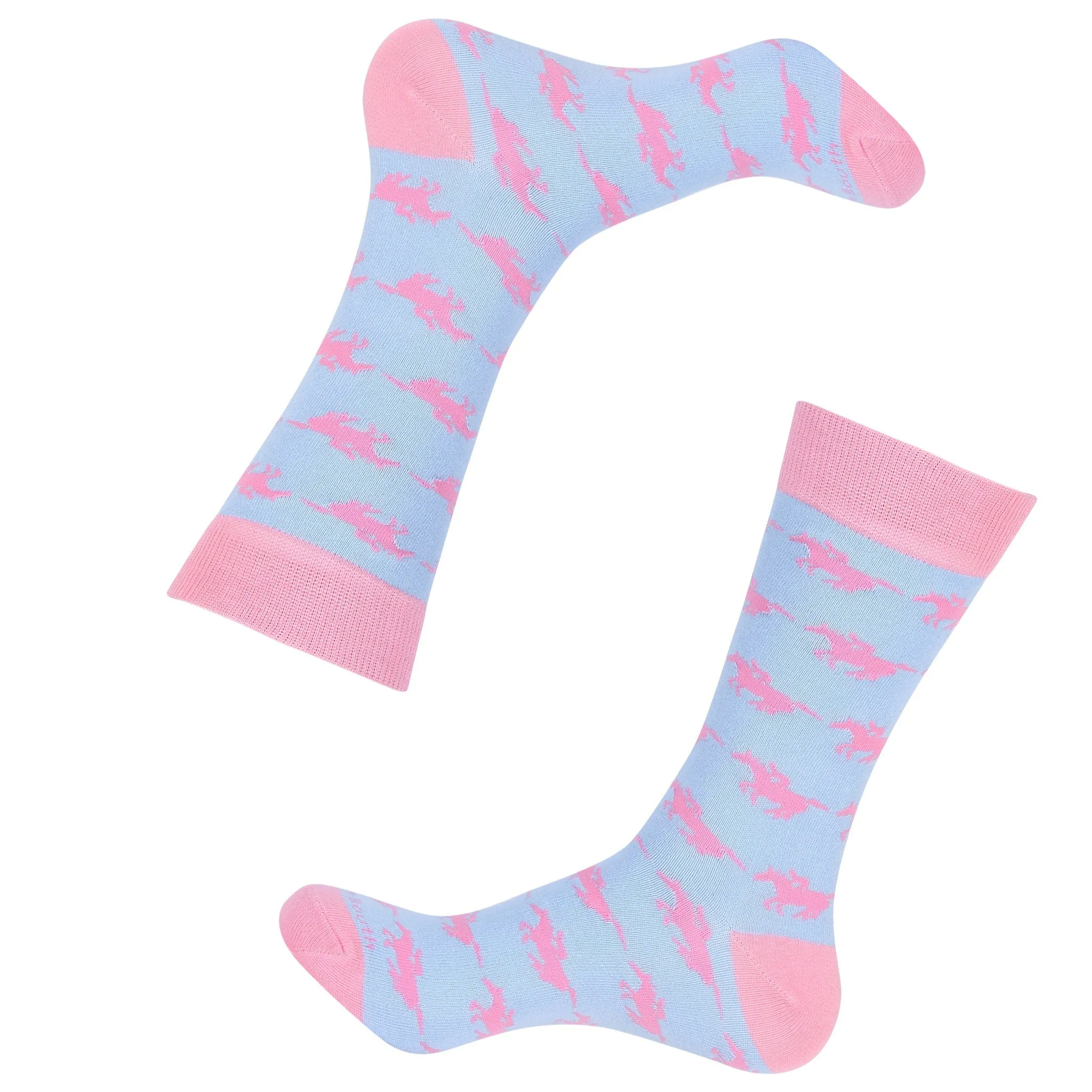 Light Pink/Blue Horse Sock