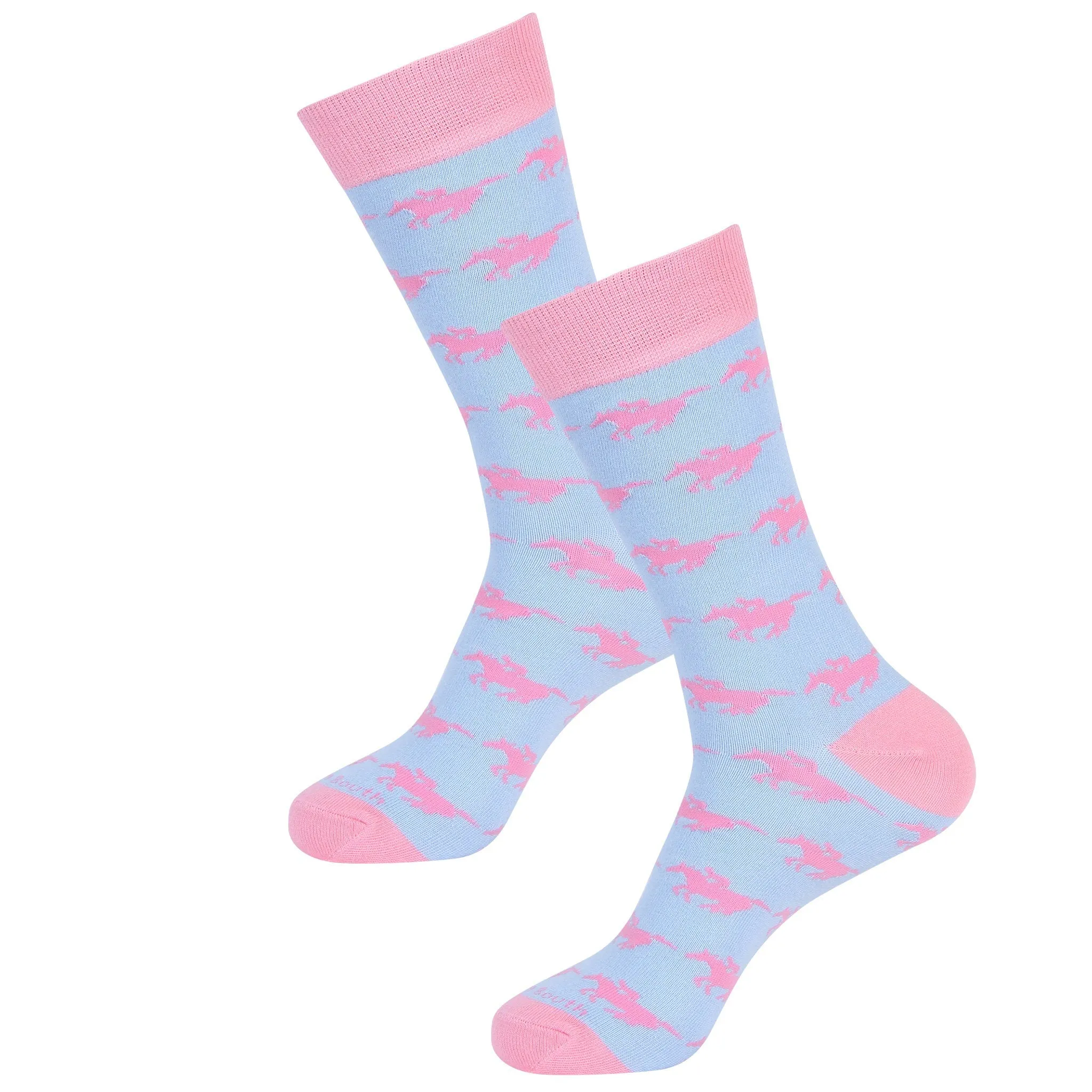 Light Pink/Blue Horse Sock