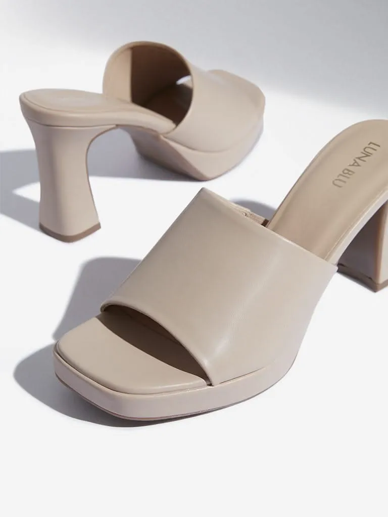 LUNA BLU Ivory Mule Sandals