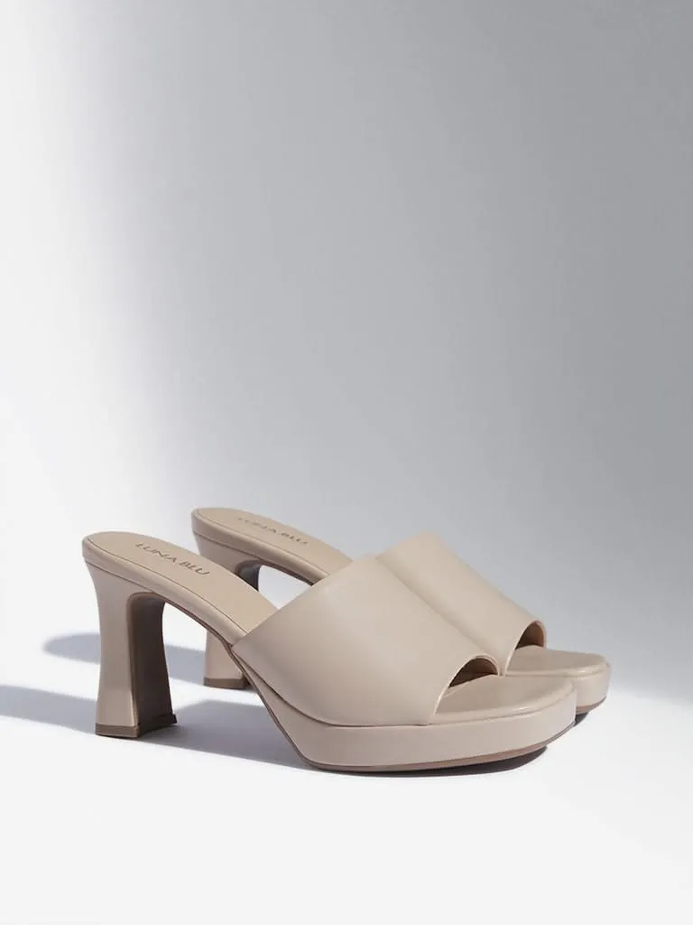 LUNA BLU Ivory Mule Sandals