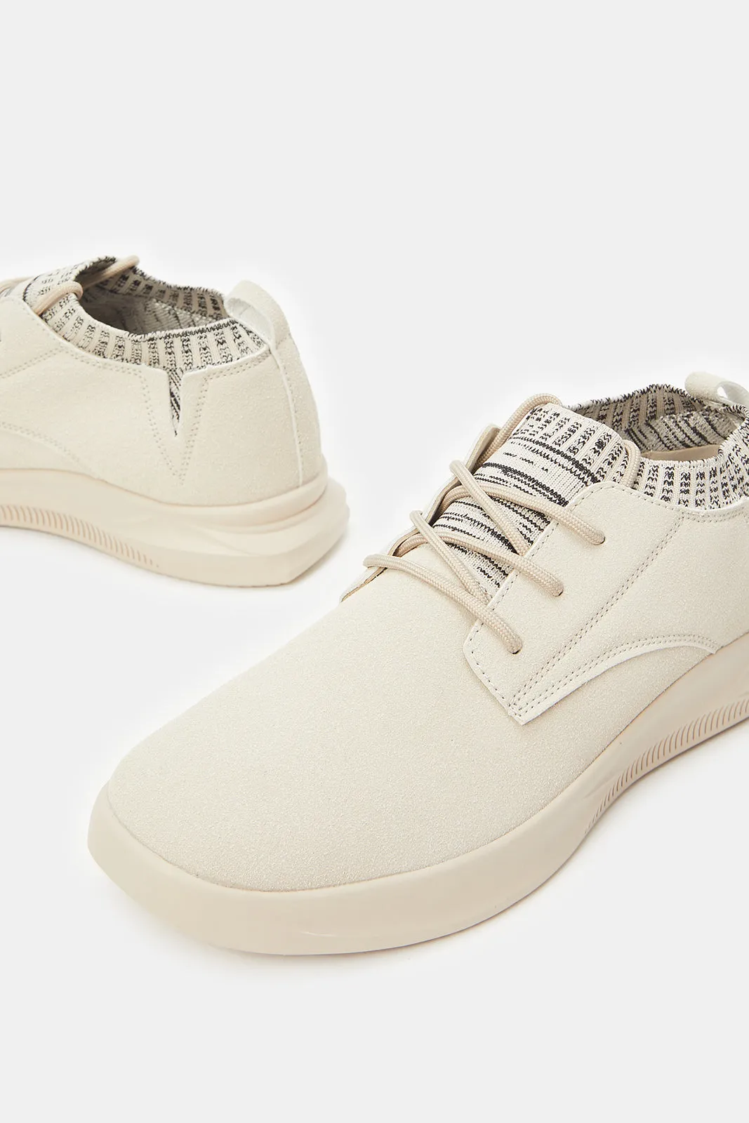 Men Beige Lace Up Derby