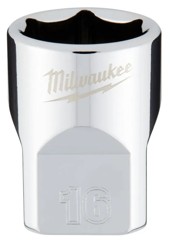 Milwaukee 45-34-9086 Socket, 16 mm Socket, 3/8 in Drive, 6-Point, Chrome Vanadium Steel, Chrome :CD: QUANTITY: 1