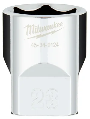 Milwaukee 45-34-9124 Socket, 23 mm Socket, 1/2 in Drive, 6-Point, Chrome Vanadium Steel, Chrome :CD: QUANTITY: 1