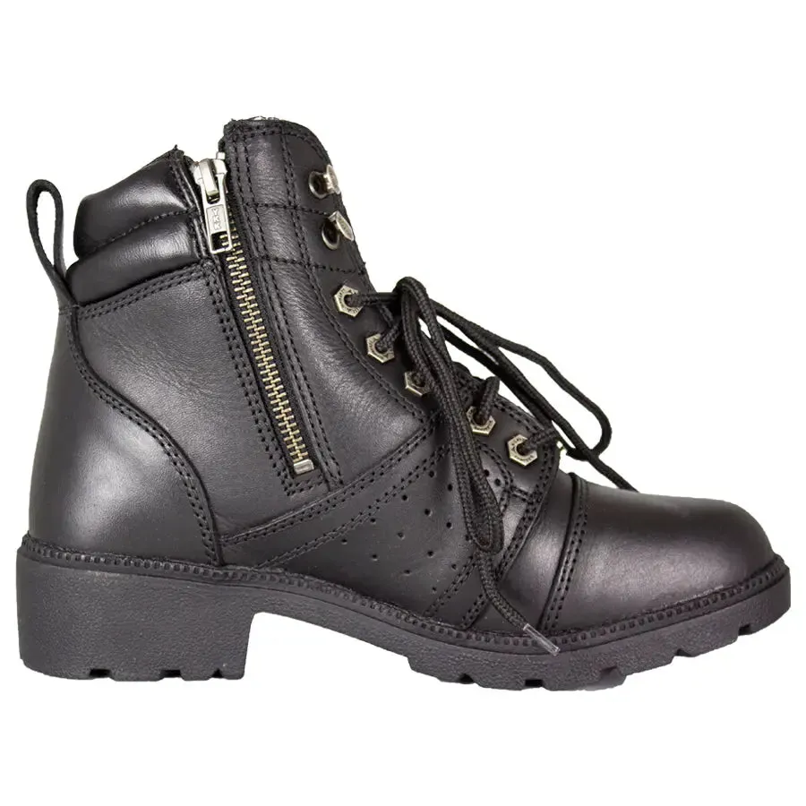 Milwaukee Leather Women's Side Zip Lace Up Motorcycle Boots