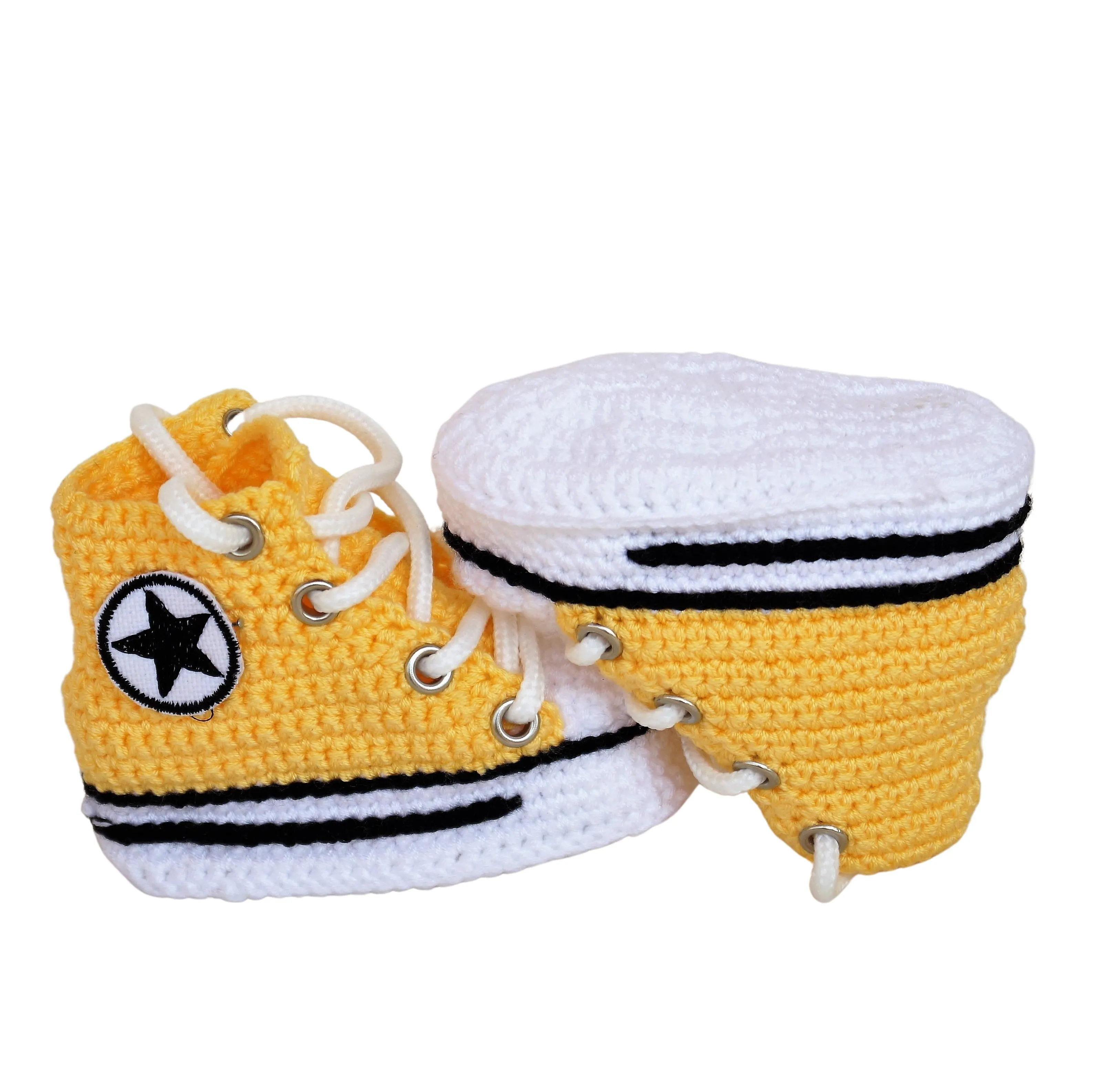 Newborn Baby Booties Yellow Slippers Socks - Infant Baby Shower Soft Sneakers