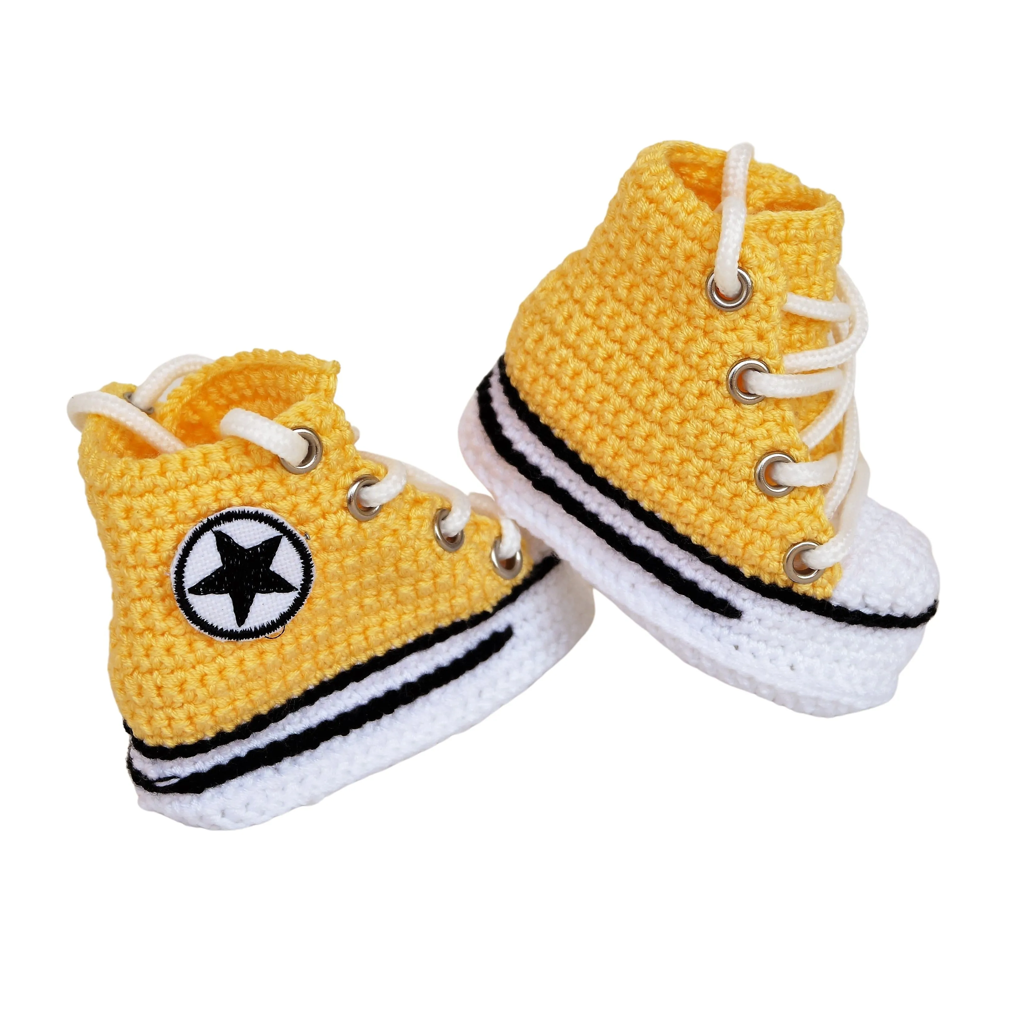 Newborn Baby Booties Yellow Slippers Socks - Infant Baby Shower Soft Sneakers