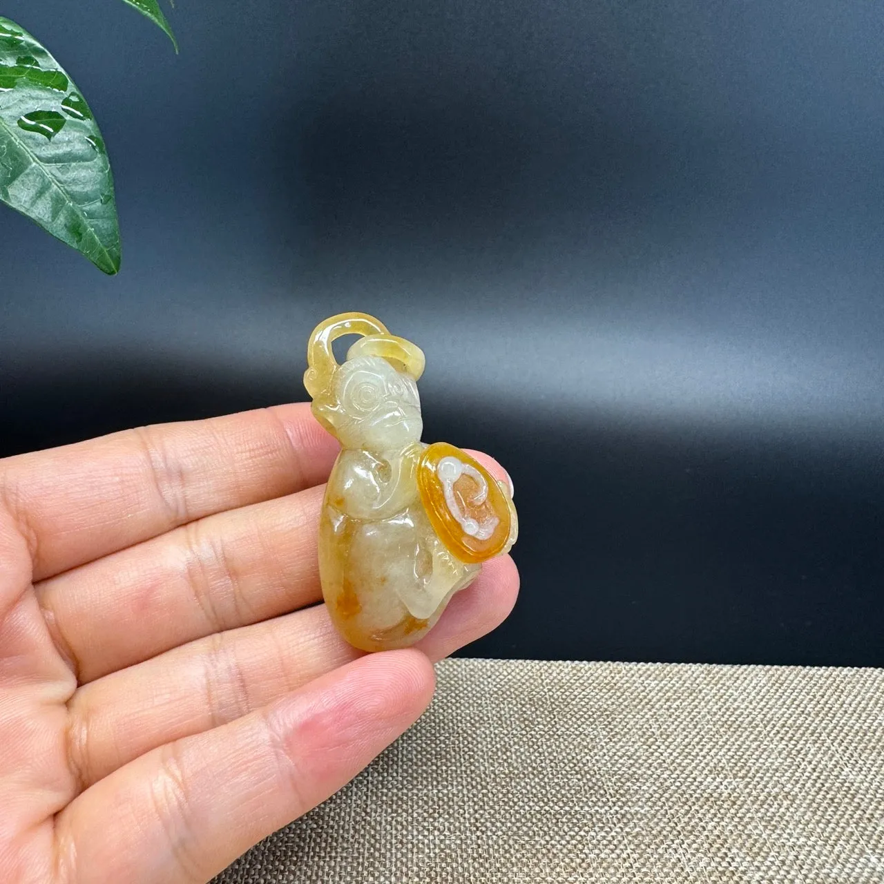 RealJade® Co. High Yellow Jadeite Jade Monkey Pendant