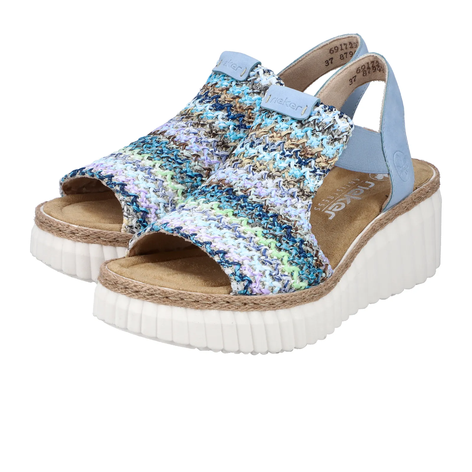 Rieker Rose 69172-91 Wedge Sandal (Women) - Blue Multi/Aqua