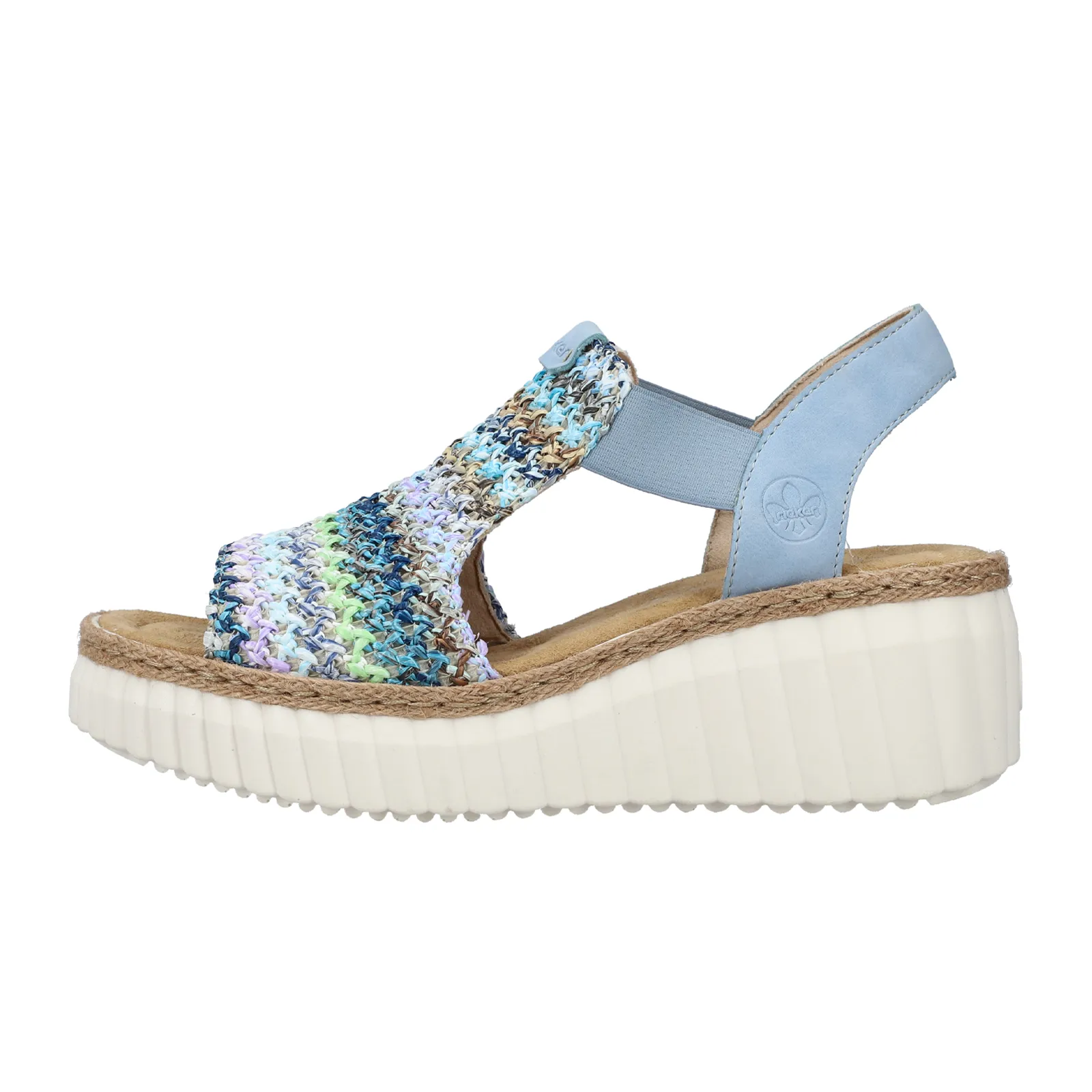 Rieker Rose 69172-91 Wedge Sandal (Women) - Blue Multi/Aqua