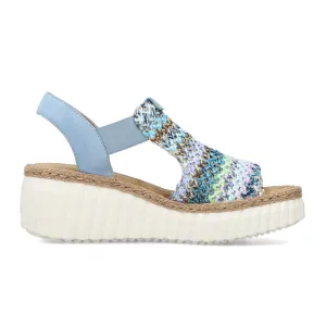 Rieker Rose 69172-91 Wedge Sandal (Women) - Blue Multi/Aqua