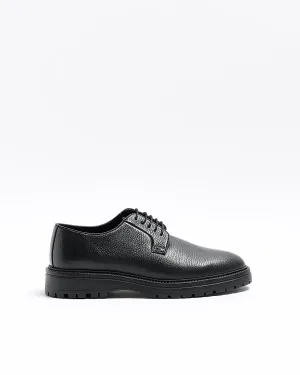 River Island Shanklin Black Leather Chunky Derby Shoes