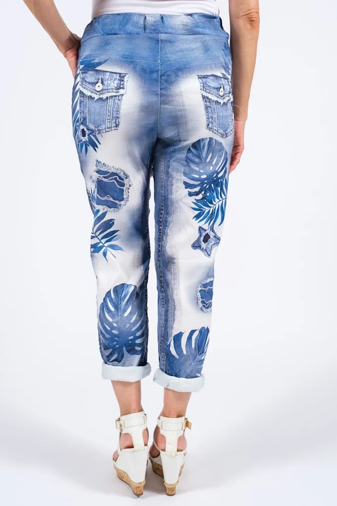 Saoirse Palmetto Print Featherweight Drawstring Pant (PL178P)