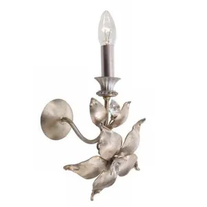 Silver Metal Wall Light With Metal Flower