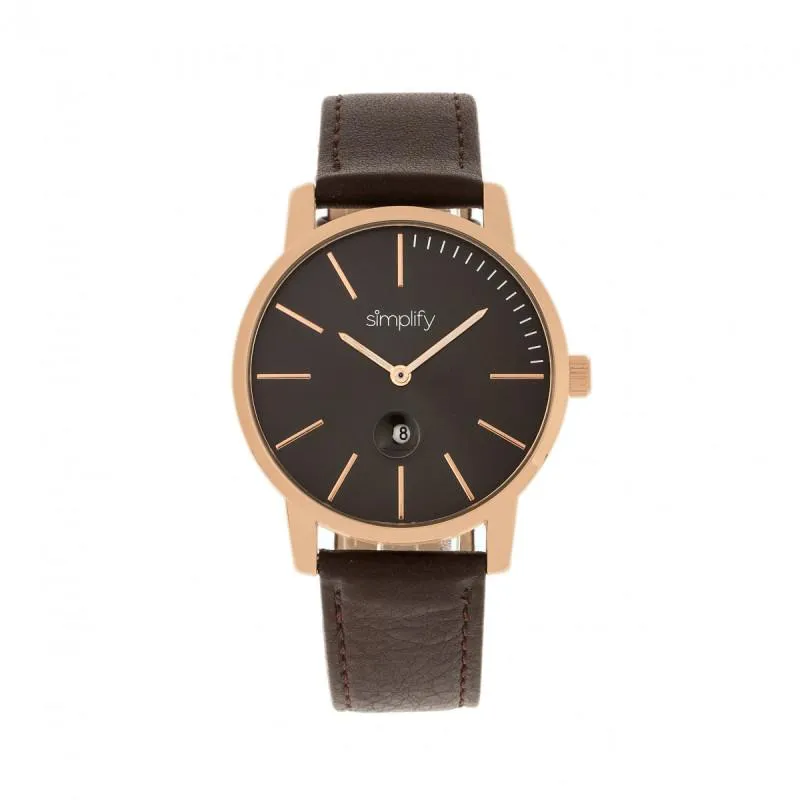 Simplify The 4700 Leather-Band Watch w/Date