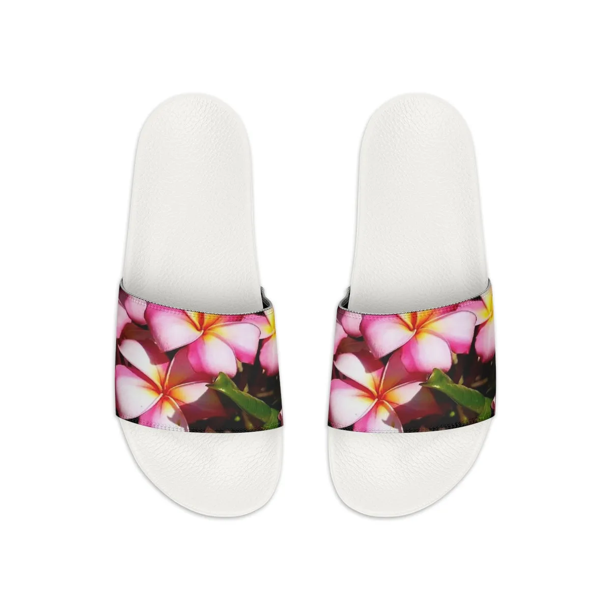 Striped Plumeria Women's Slide Sandals