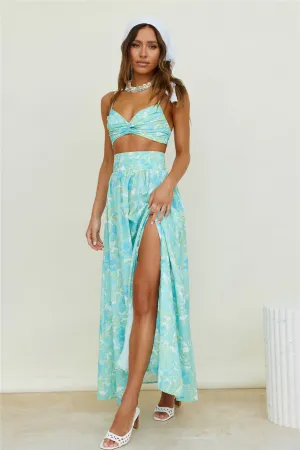 Sweet Morning Dew Maxi Skirt Blue