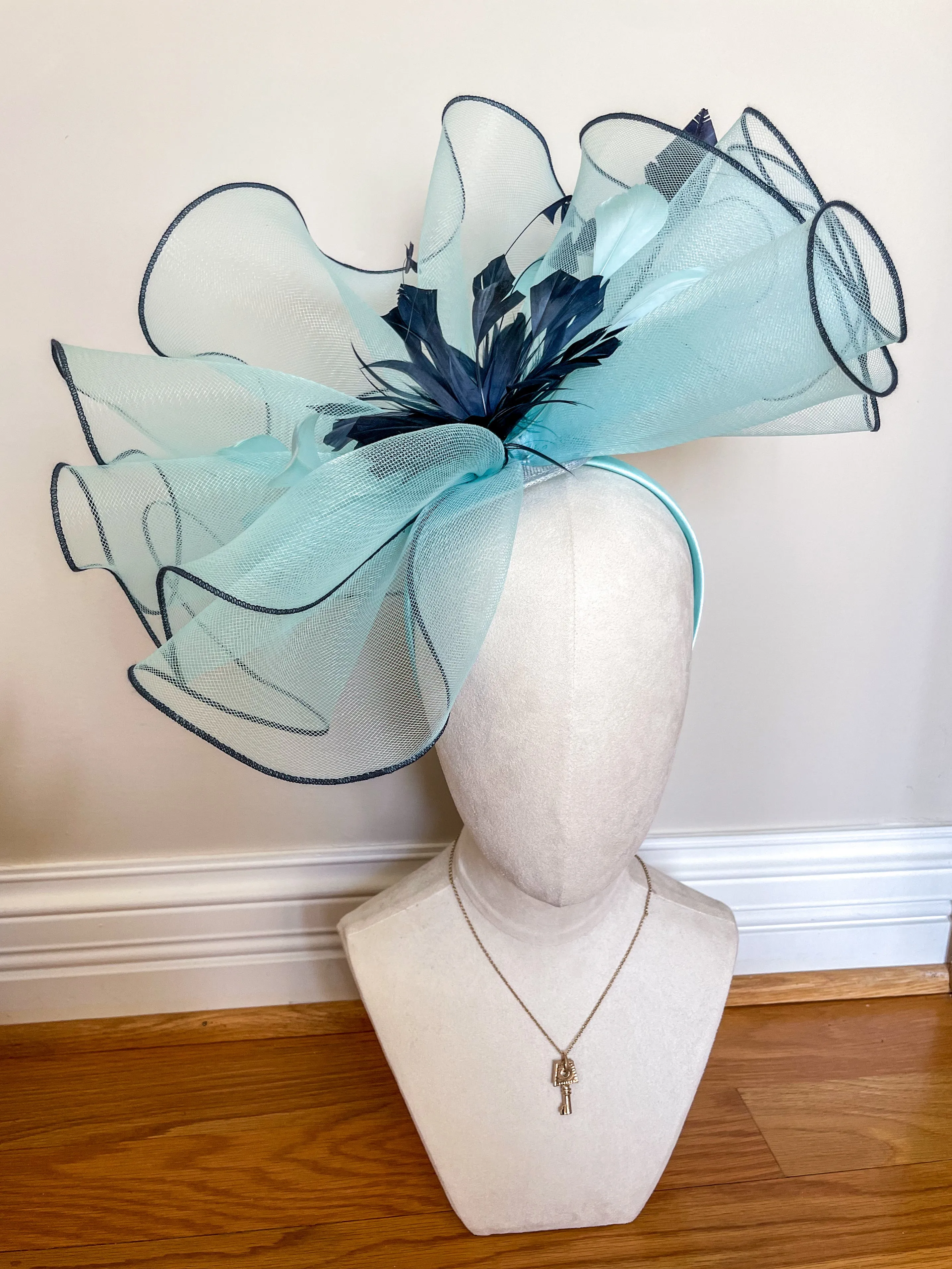 Teal/Navy Trim Fascinator