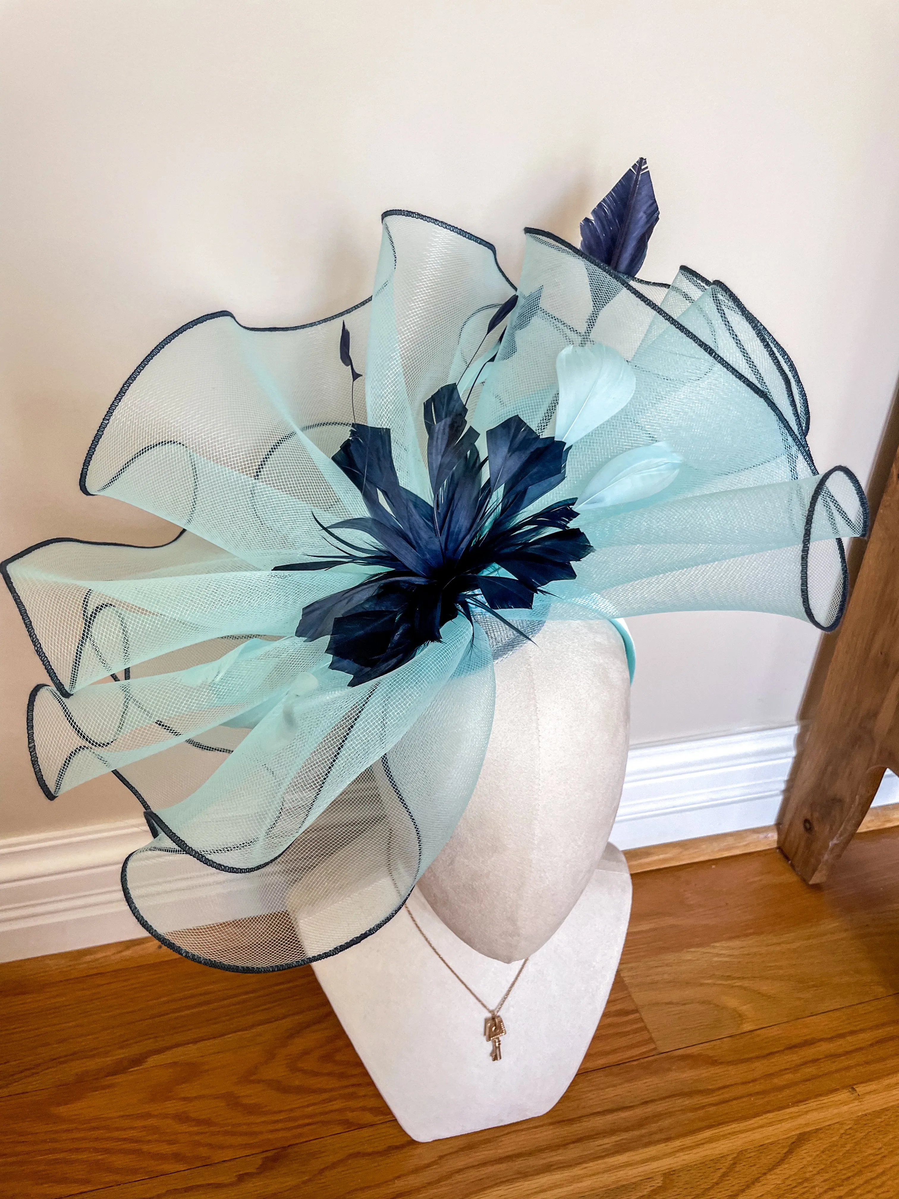 Teal/Navy Trim Fascinator