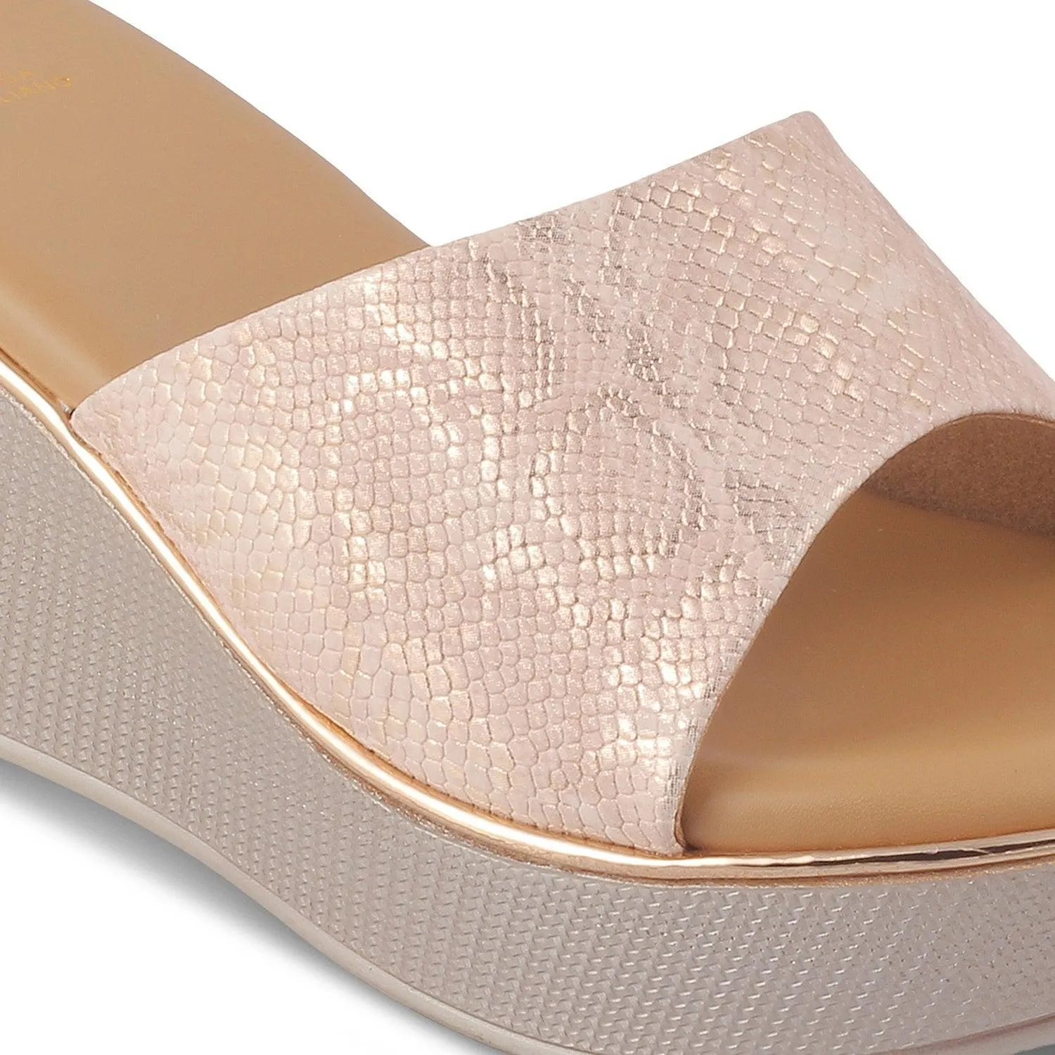 The Samantha Champagne Women's Dress Wedge Sandals Tresmode